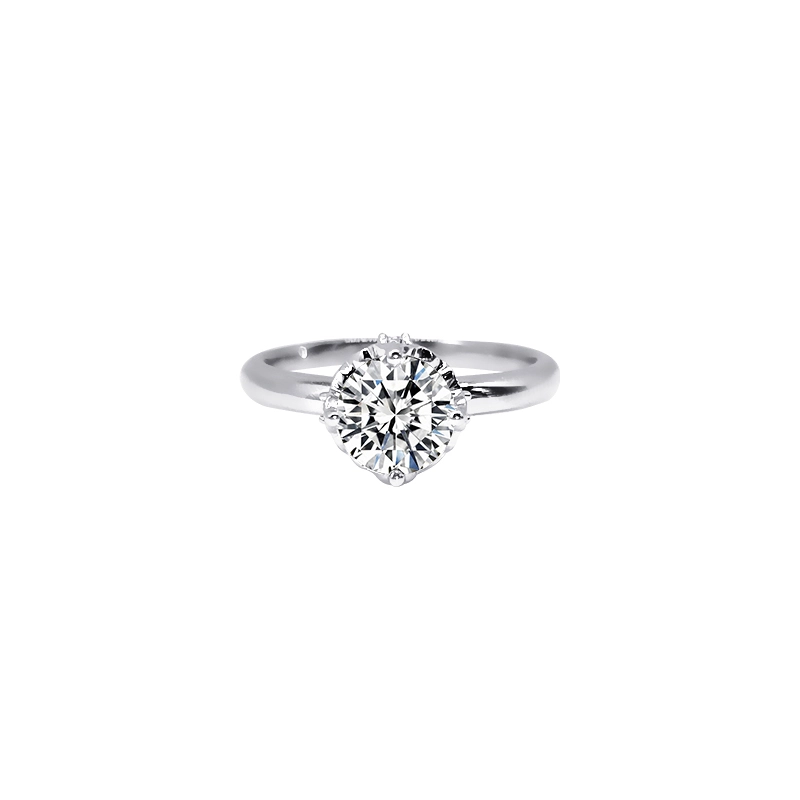 Minimalist Classic 4 Prong Round Cut Solitaire Diamond Ring With Plain Round Shank