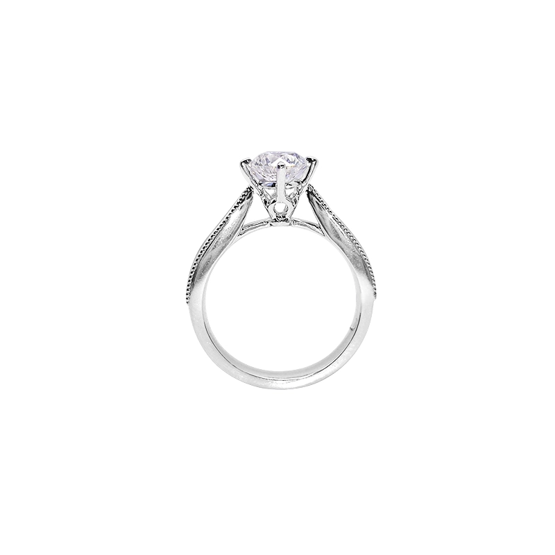 4 Prong Round Cut Solitaire High Profile Lab Diamond Ring With Dual Gallery Sides