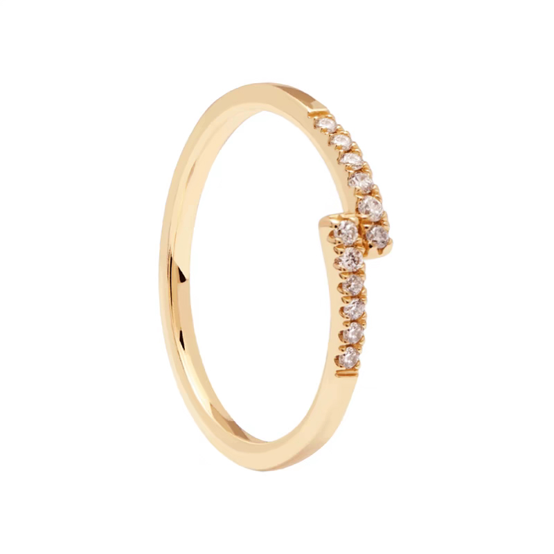 12 Accents Lab Grown Diamond Diamond Ring With Staggered Overlapping Shank