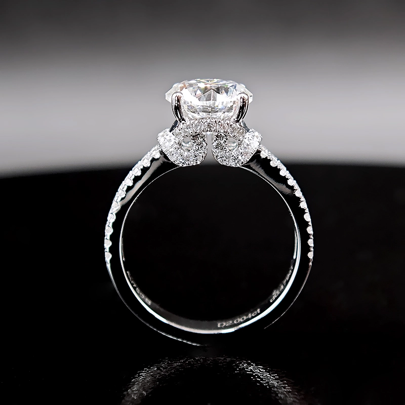 Round Cut Shoulder Pavé Lab Diamond Engagement Ring