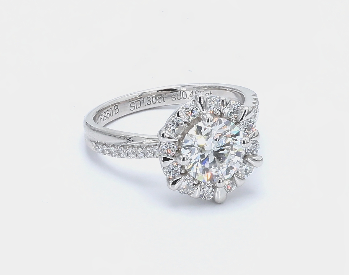 Brilliant Round Cut Halo Multi Prongs Lab Diamond Engagement Ring
