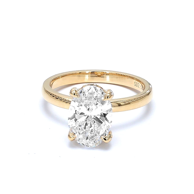 4-Prong Oval Cut Hidden Halo Lab Diamond Solitaire Ring
