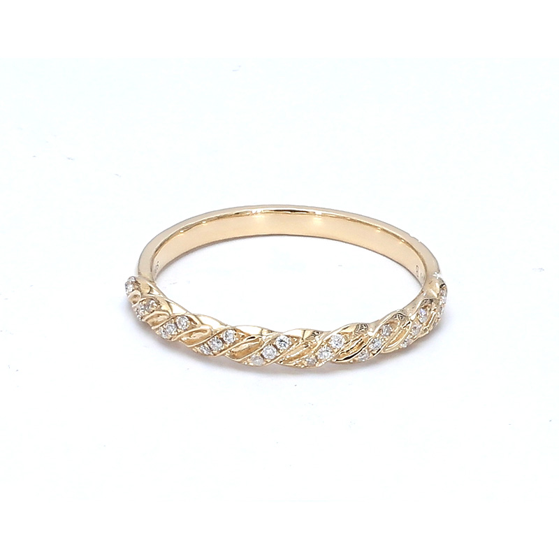 Twisted Rope Pave Lab Grown Diamond Slim Stackable Wedding Band
