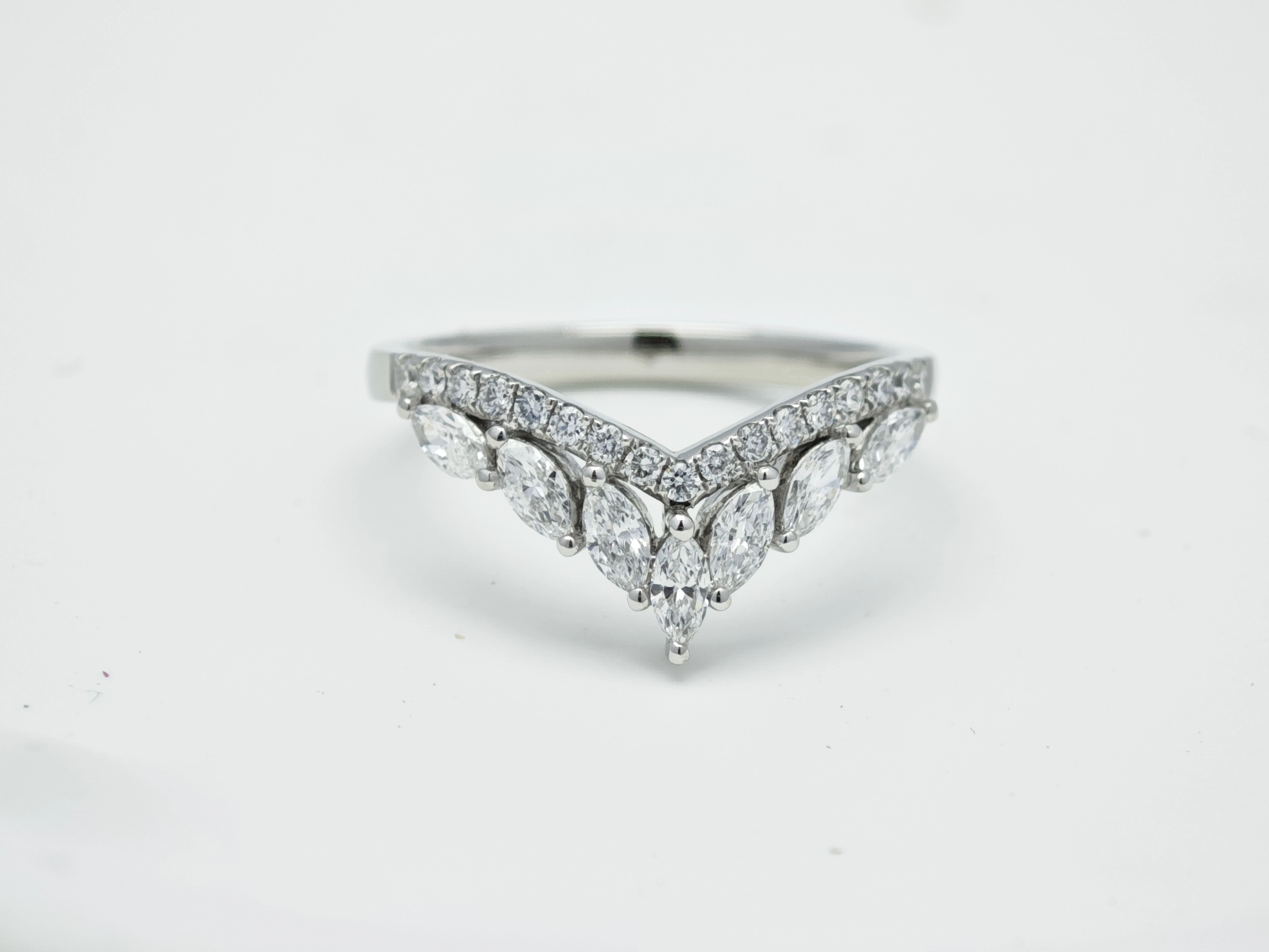 V-Shaped Marquise Pave Lab Cultivated Diamond Chevron Stacking Band
