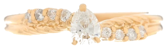 18K Gold .28ct Pear Cut Diamond Ring