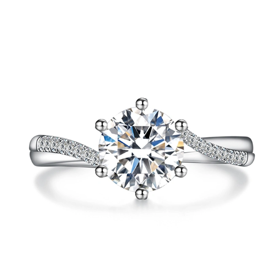 Six-Prong Twist Arm Diamond Ring